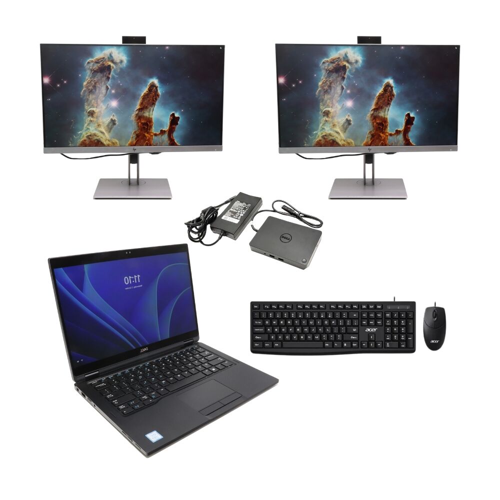 Dell laptop bundle with monitors docking station keyboard and mouse